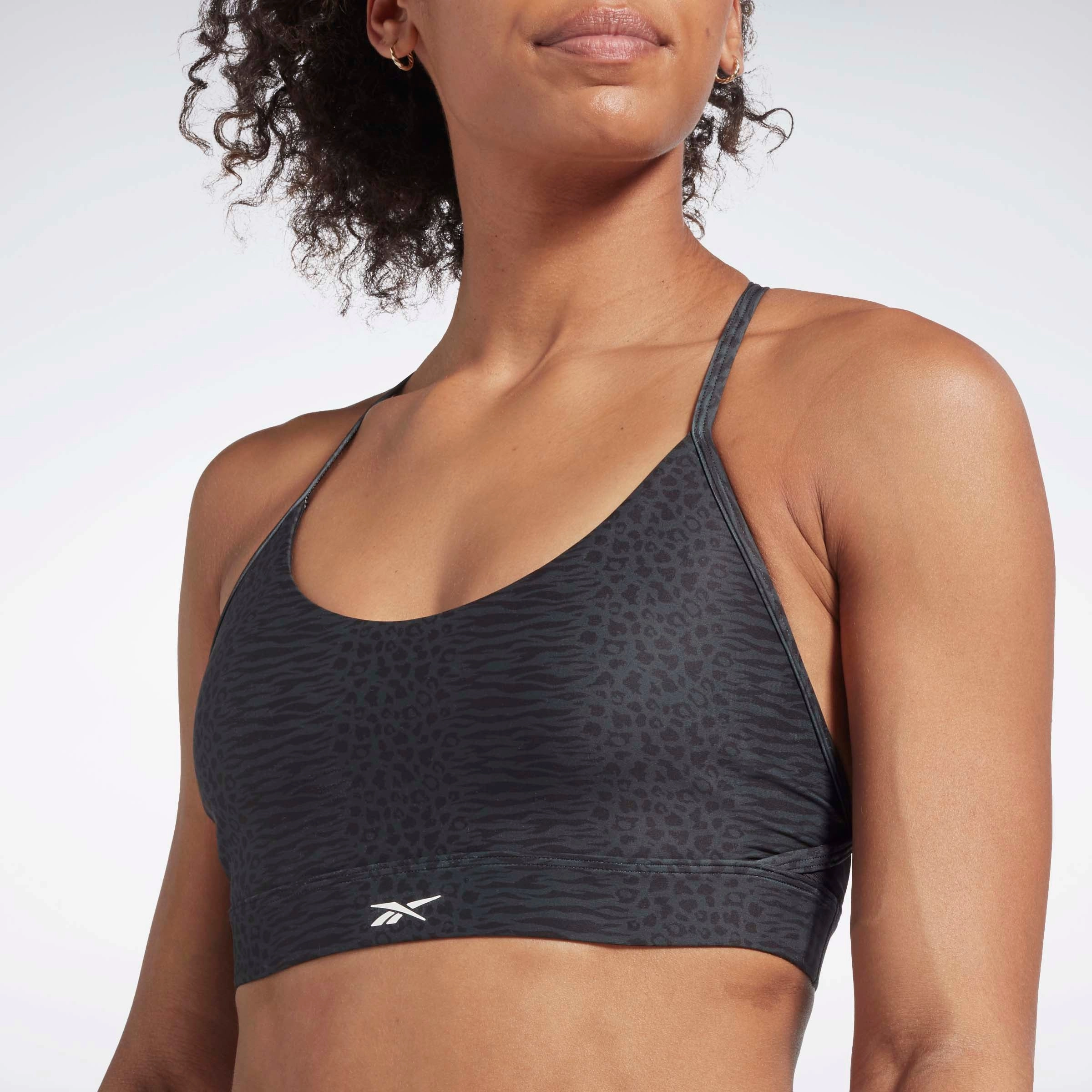 Lux Strappy Sports Modern Safari Print Bra Black