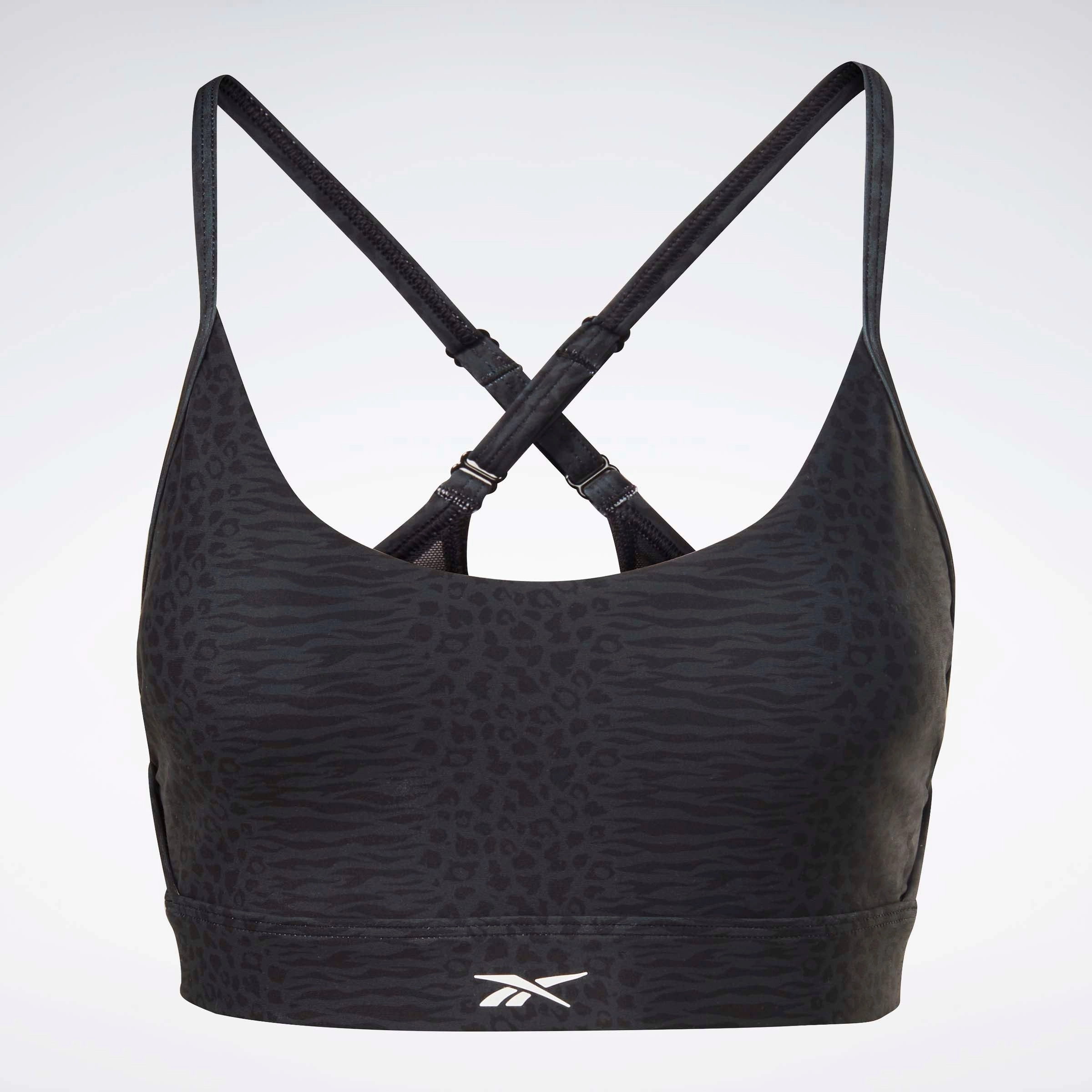 Lux Strappy Sports Modern Safari Print Bra Black