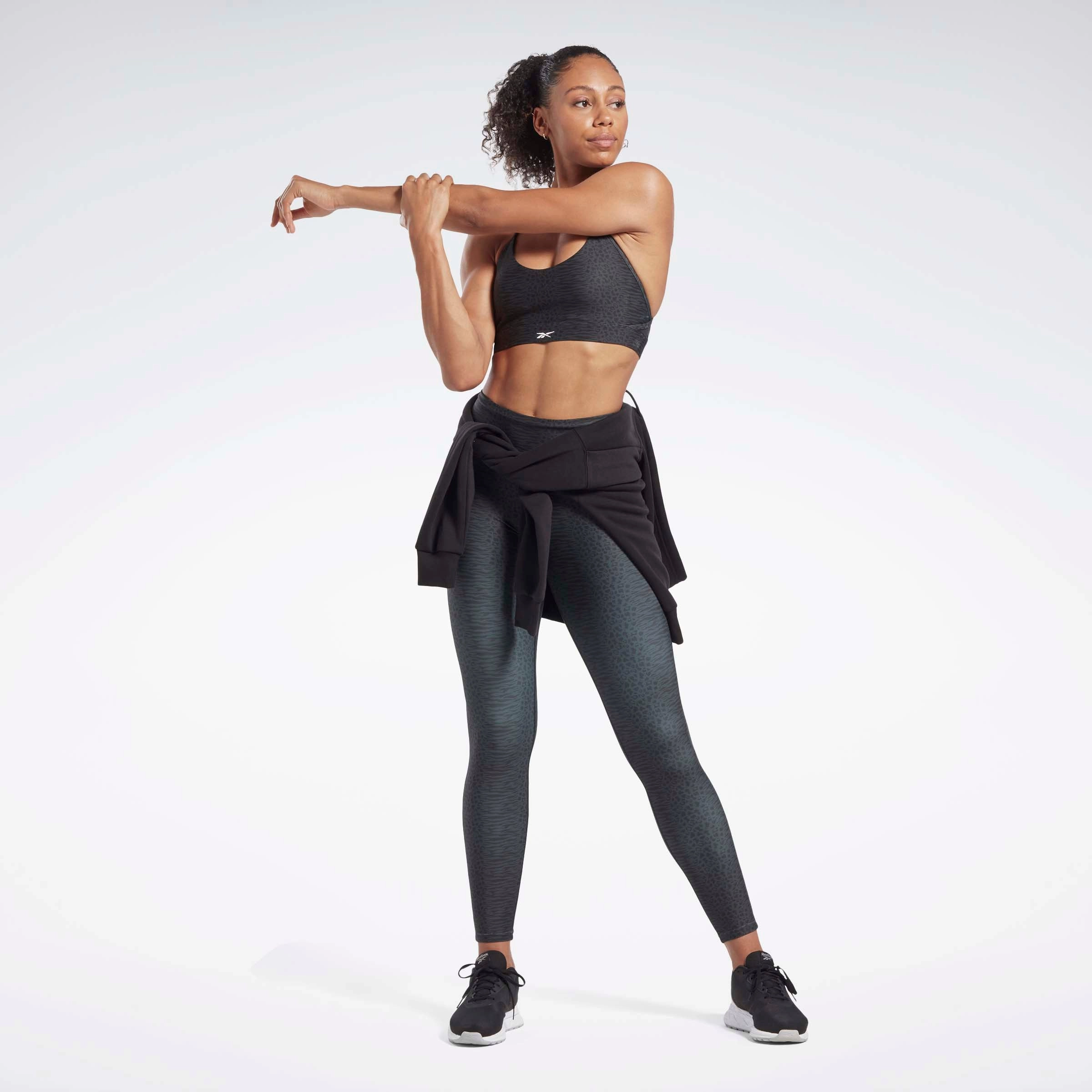 Lux Strappy Sports Modern Safari Print Bra Black