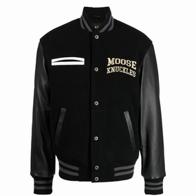 Men's Black Gold Moose Varsity Bomber Jacket