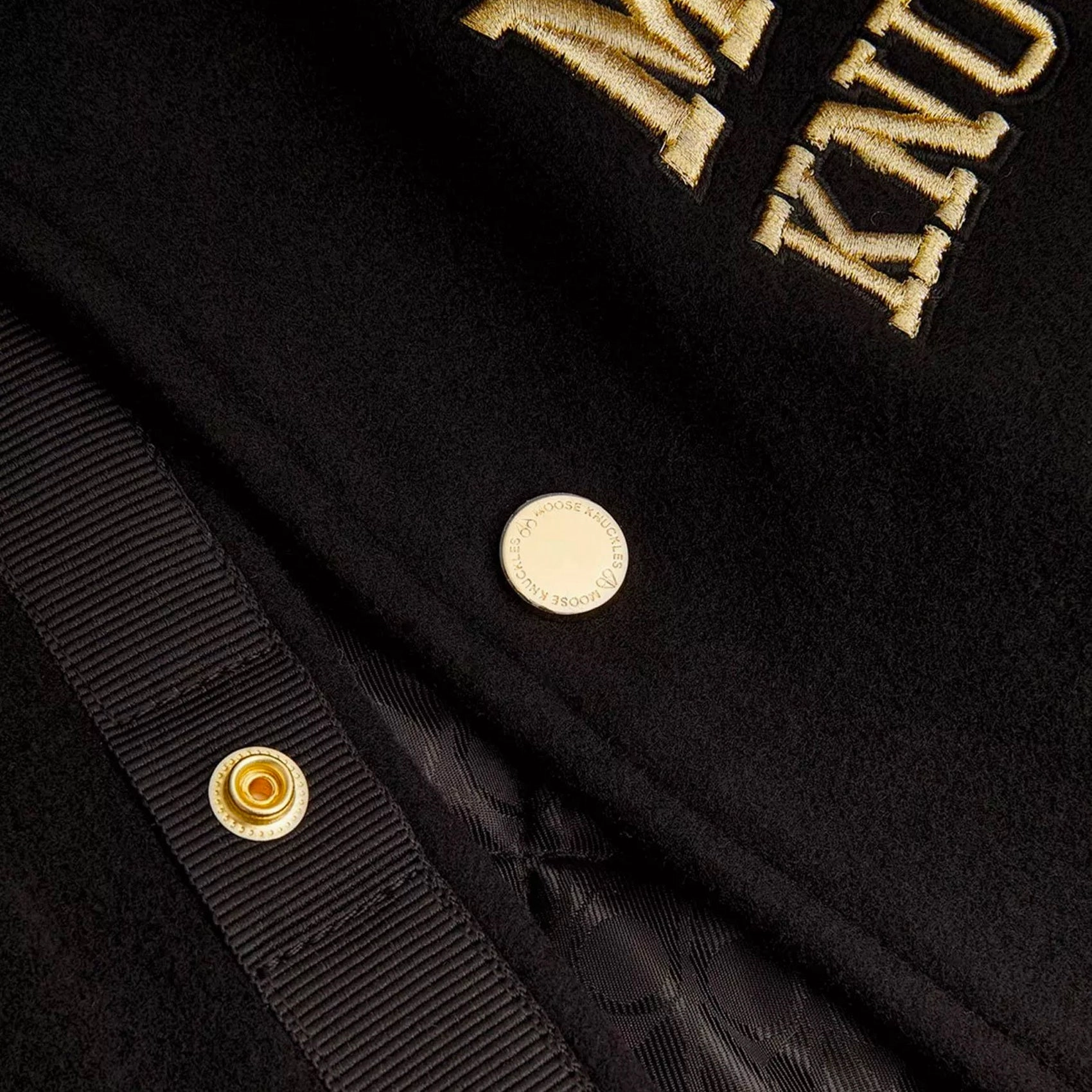 Men's Black Gold Moose Varsity Bomber Jacket