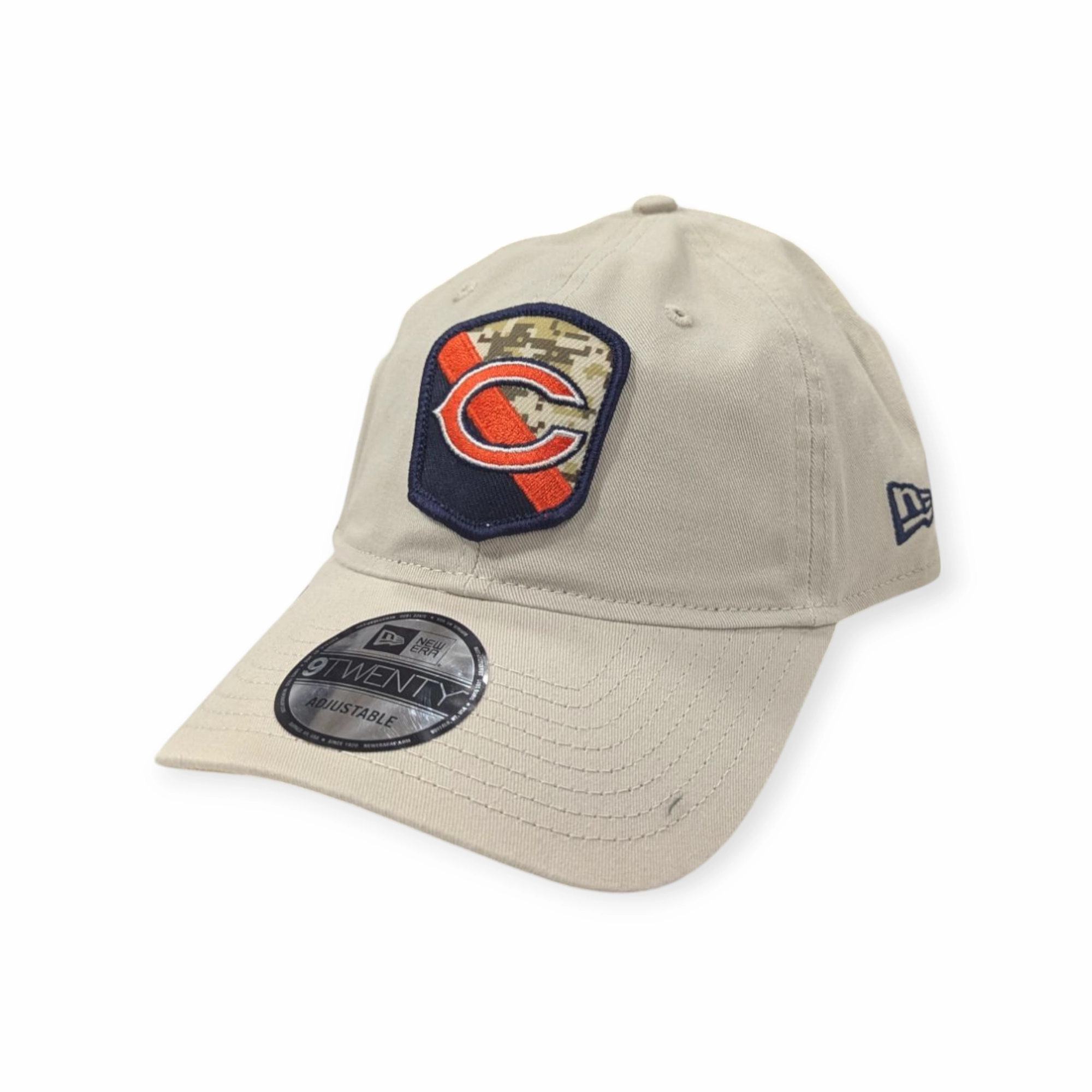 Men's Chicago Bears 2023 Salute To Service Secondary Logo Stone/Camo 9TWENTY Adjustable Hat
