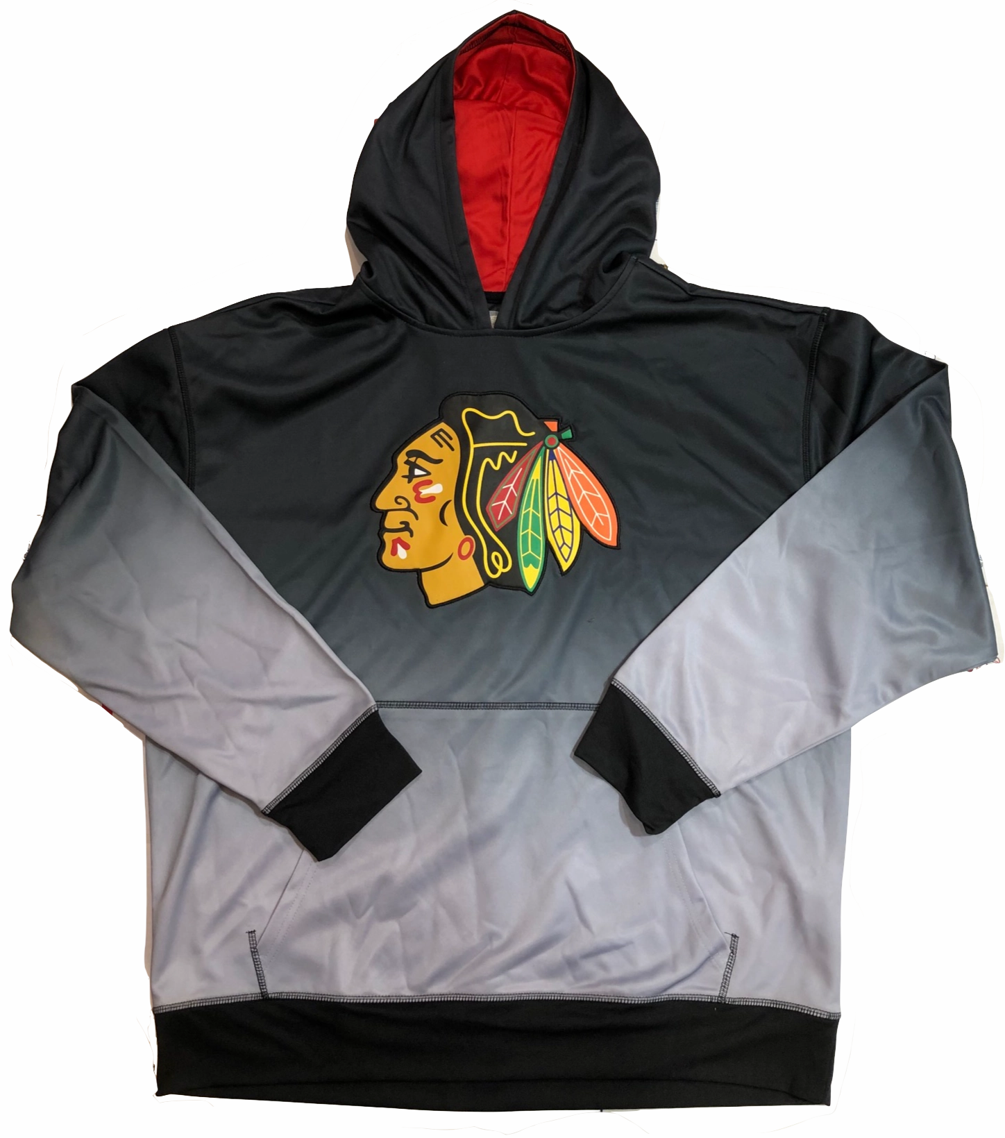 Men's Chicago Blackhawks Scout Black Sublimated Polyester Black Hoody Old Time Hockey