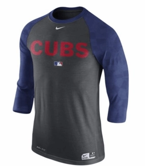 Men's Chicago Cubs Charcoal Heather 3/4 Sleeve Nike AC Legend Shirt