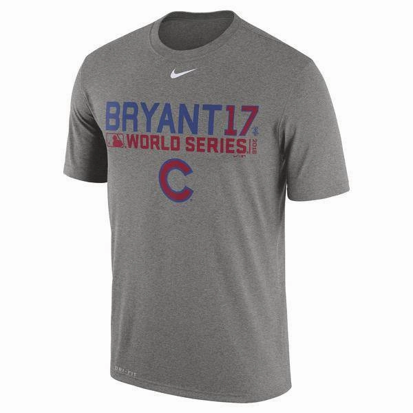 Men's Chicago Cubs Kris Bryant Nike Gray 2016 World Series Bound Player Legend T-Shirt