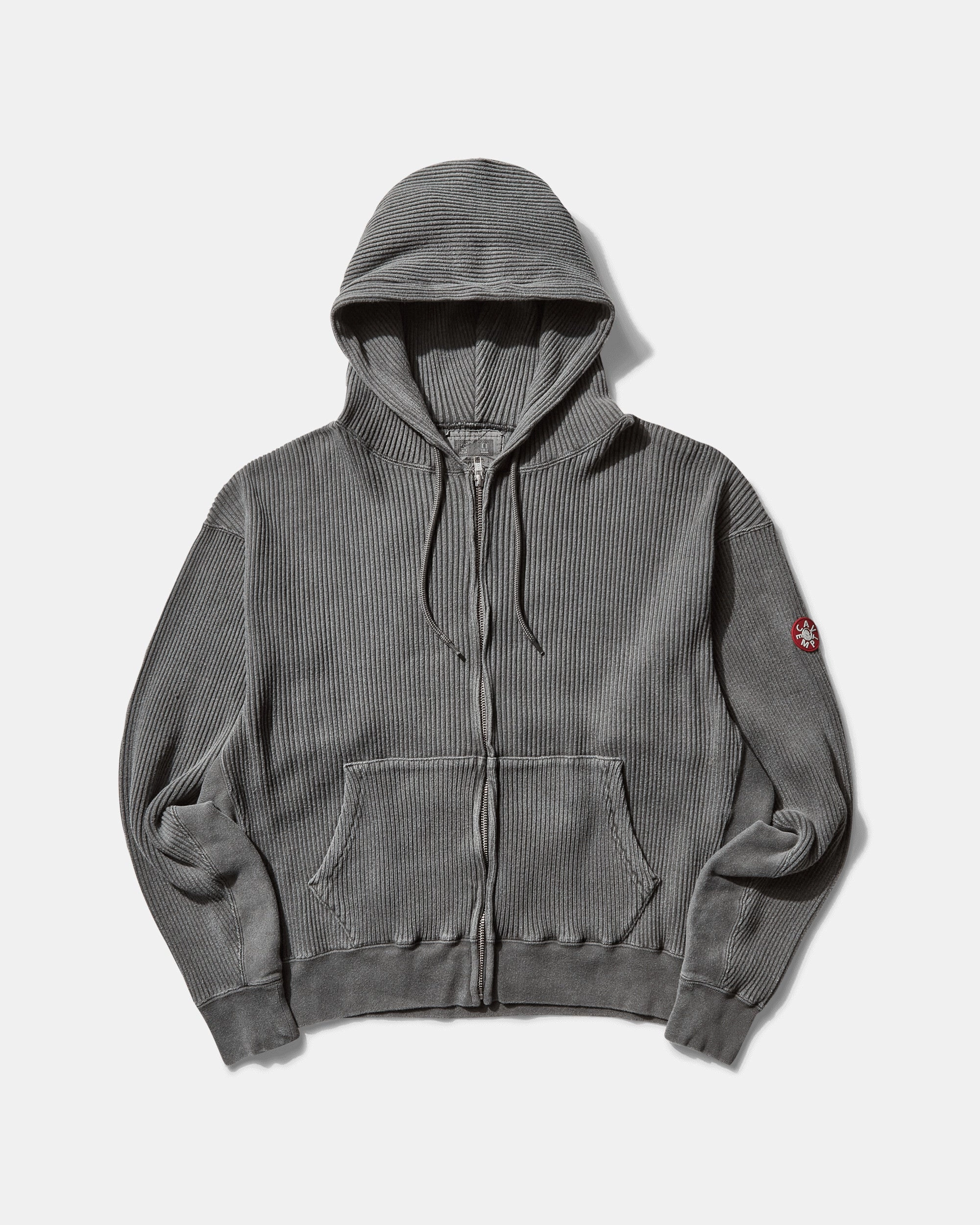 Men's Overdye Wide Rib Cut Zip Hoodie Charcoal