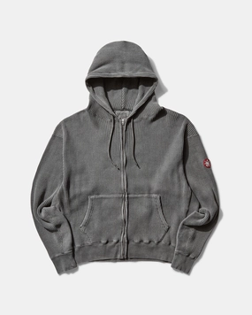 Men's Overdye Wide Rib Cut Zip Hoodie Charcoal
