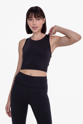 Mono B Cross Back Cropped Top with Built-In Sports Bra AT3122