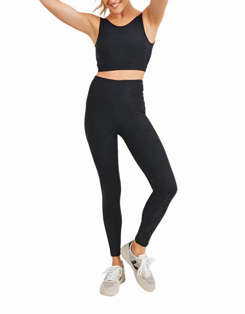 Mono B Textured Hibiscus Jacquard TACTEL Sports Bra AT8079