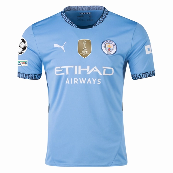 Puma Manchester City Bernardo Silva Home Jersey w/ Champions League   Club World Cup Patch 24/25 (Team Light Blue/Marine Blue)