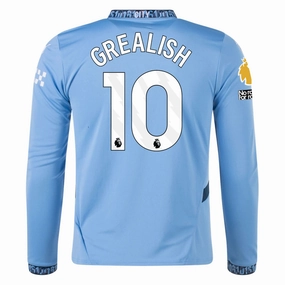 Puma Manchester City Jack Grealish Home Long Sleeve Jersey w/ EPL   No Room For Racism Patch 24/25 (Team Light/Marine Blue)