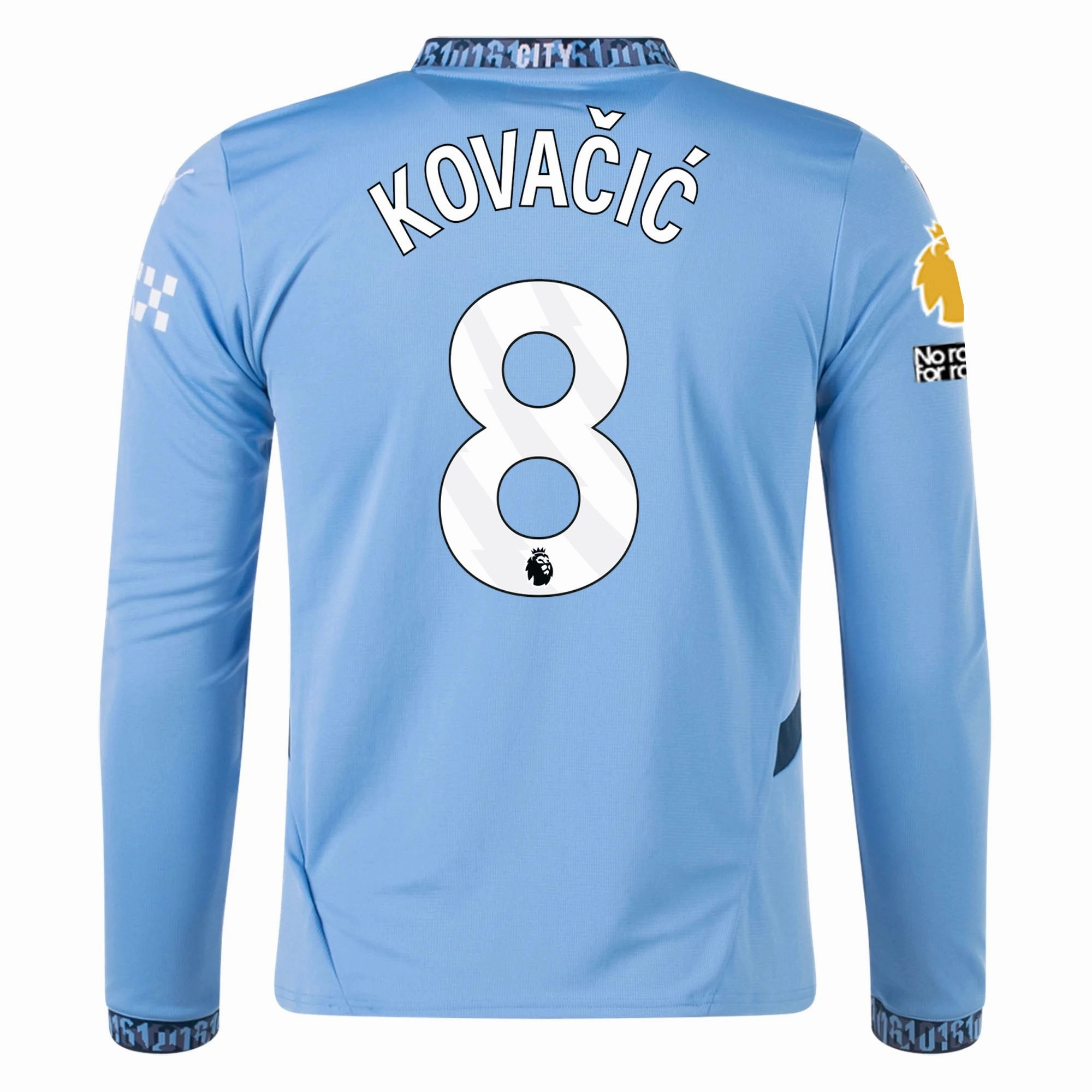 Puma Manchester City Mateo Kovačić Home Long Sleeve Jersey w/ EPL   No Room For Racism Patch 24/25 (Team Light/Marine Blue)