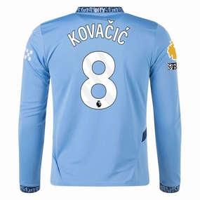 Puma Manchester City Mateo Kovačić Home Long Sleeve Jersey w/ EPL   No Room For Racism Patch 24/25 (Team Light/Marine Blue)