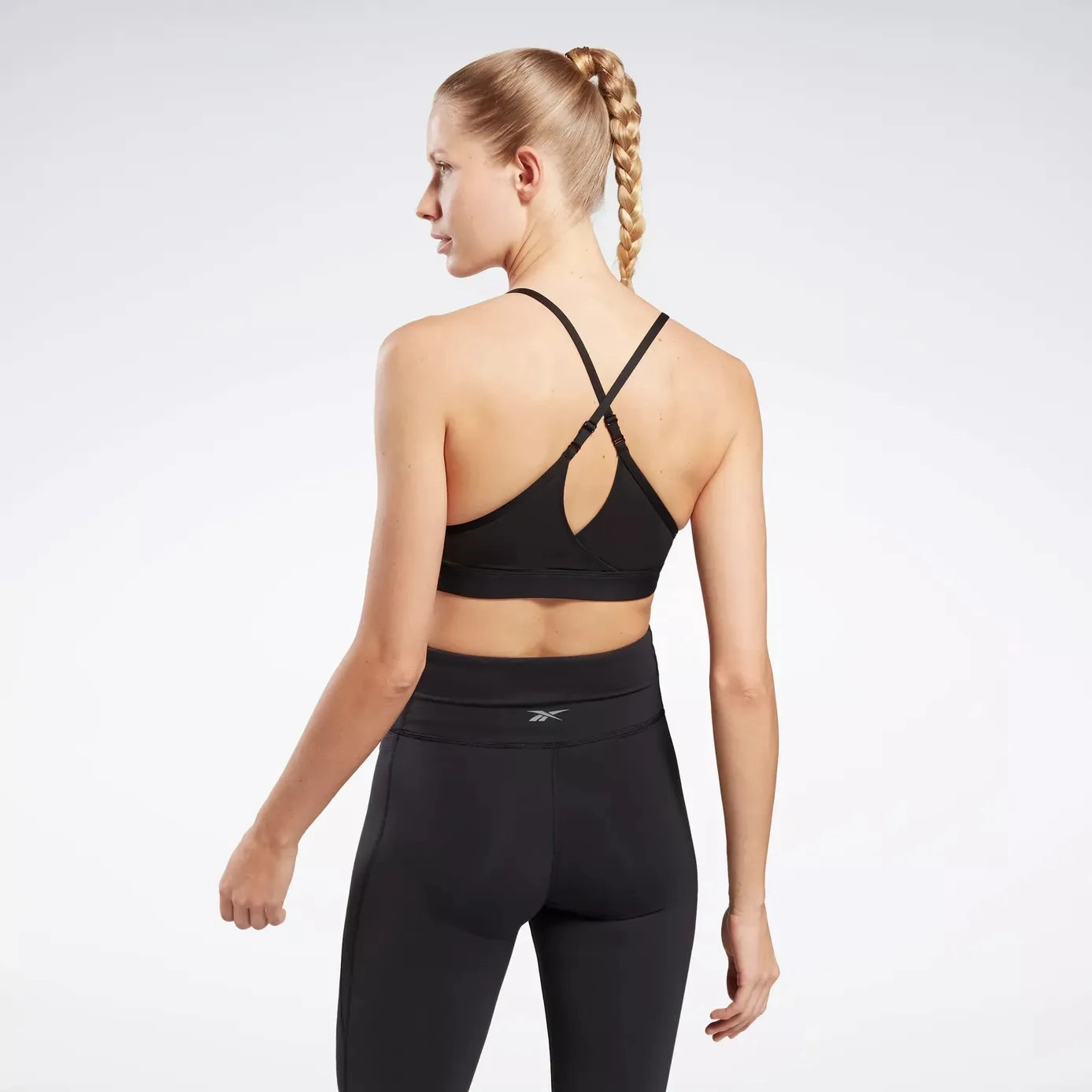 REEBOK WOMENS LUX STRAPPY BLACK SPORTS BRA