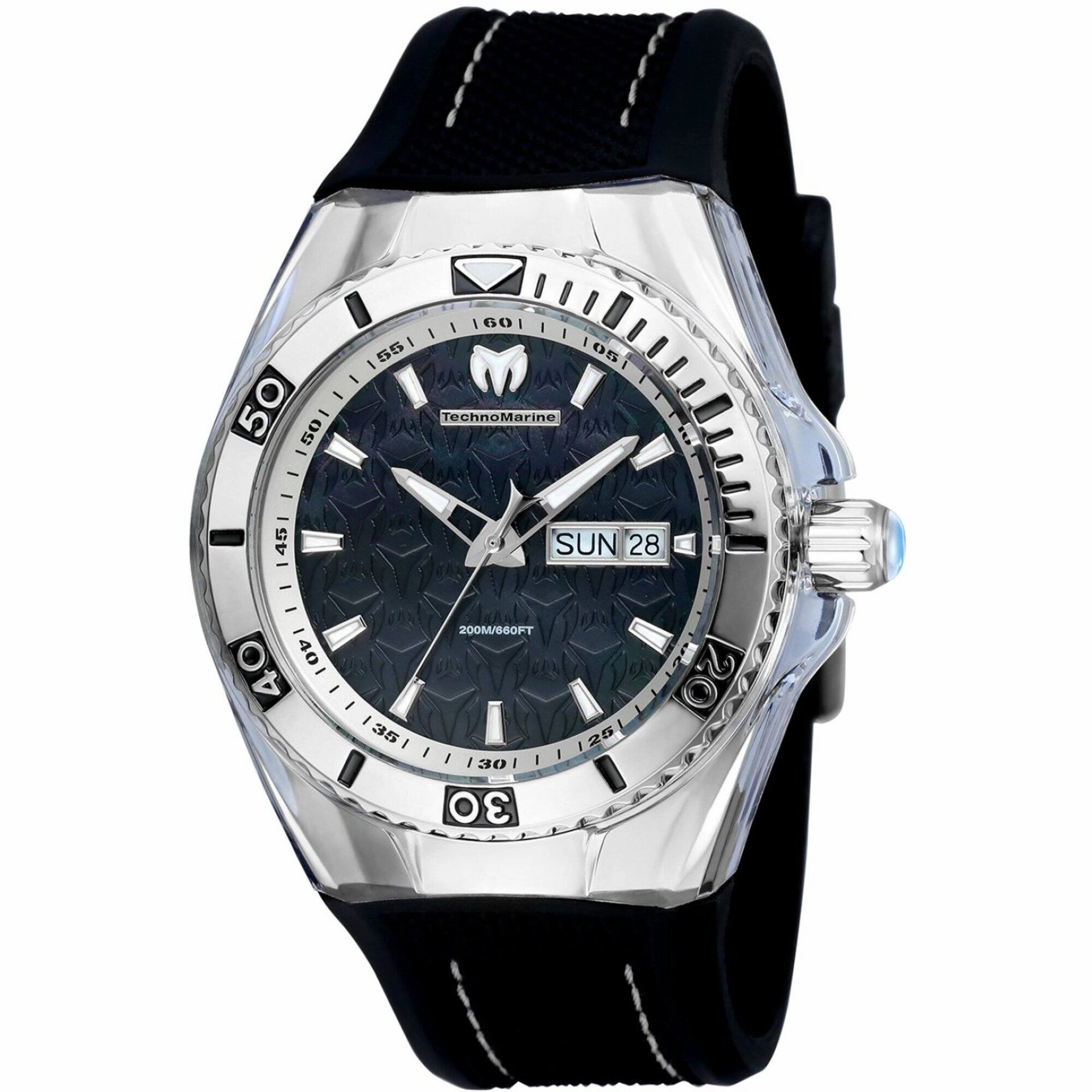 Technomarine Men's Watch - Cruise Monogram Quartz Black MOP Dial Strap | TM-115212