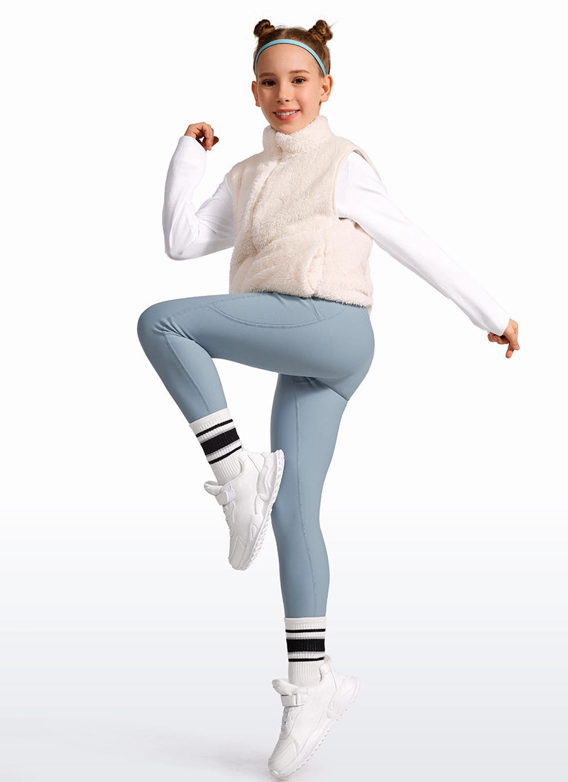 Thermal Fleece Lined Soft Girls Water-Resistant Pocketed Leggings