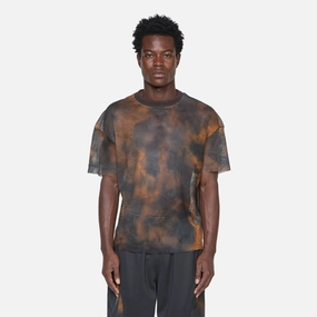 Tie Dye Mesh T-Shirt Black | Orange