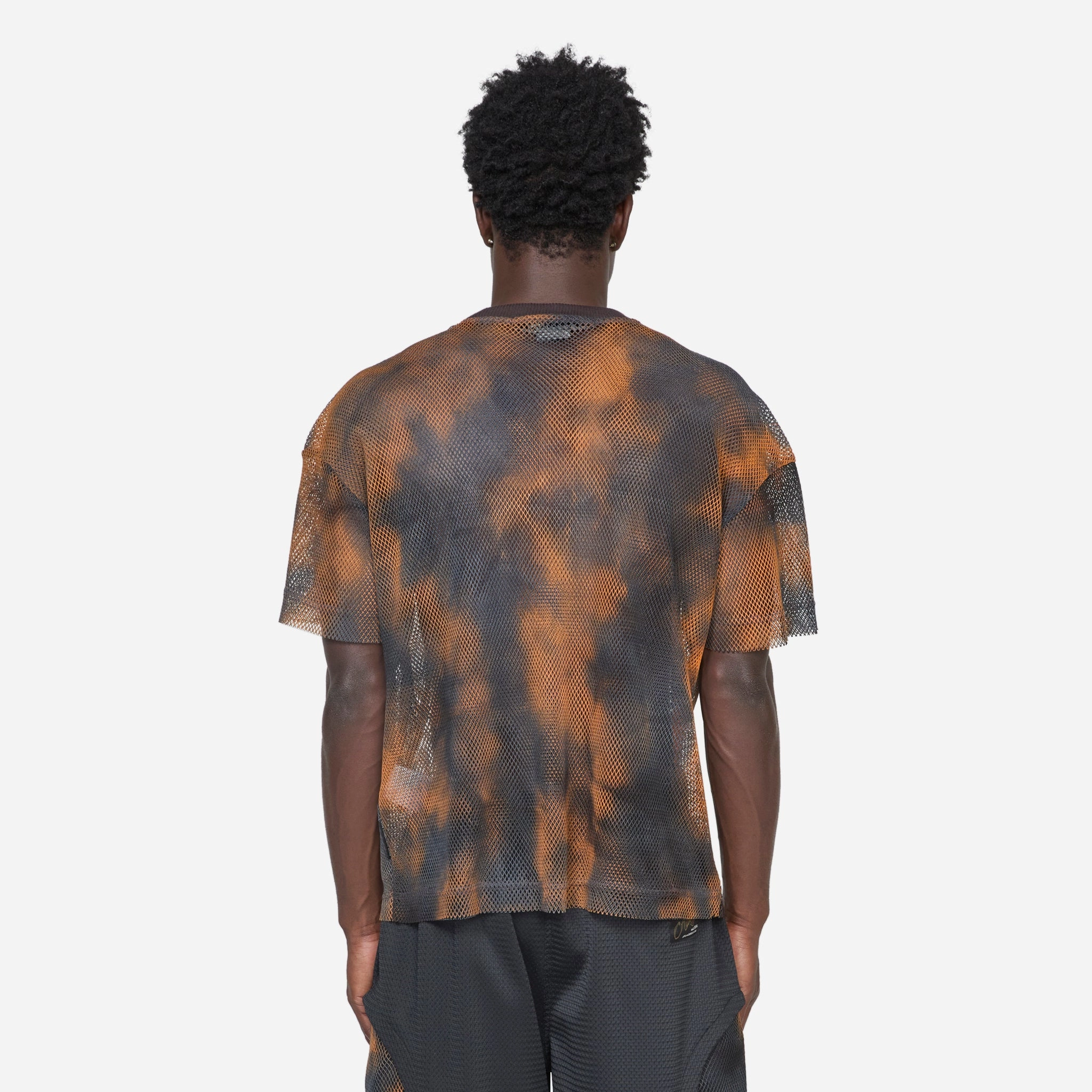 Tie Dye Mesh T-Shirt Black | Orange