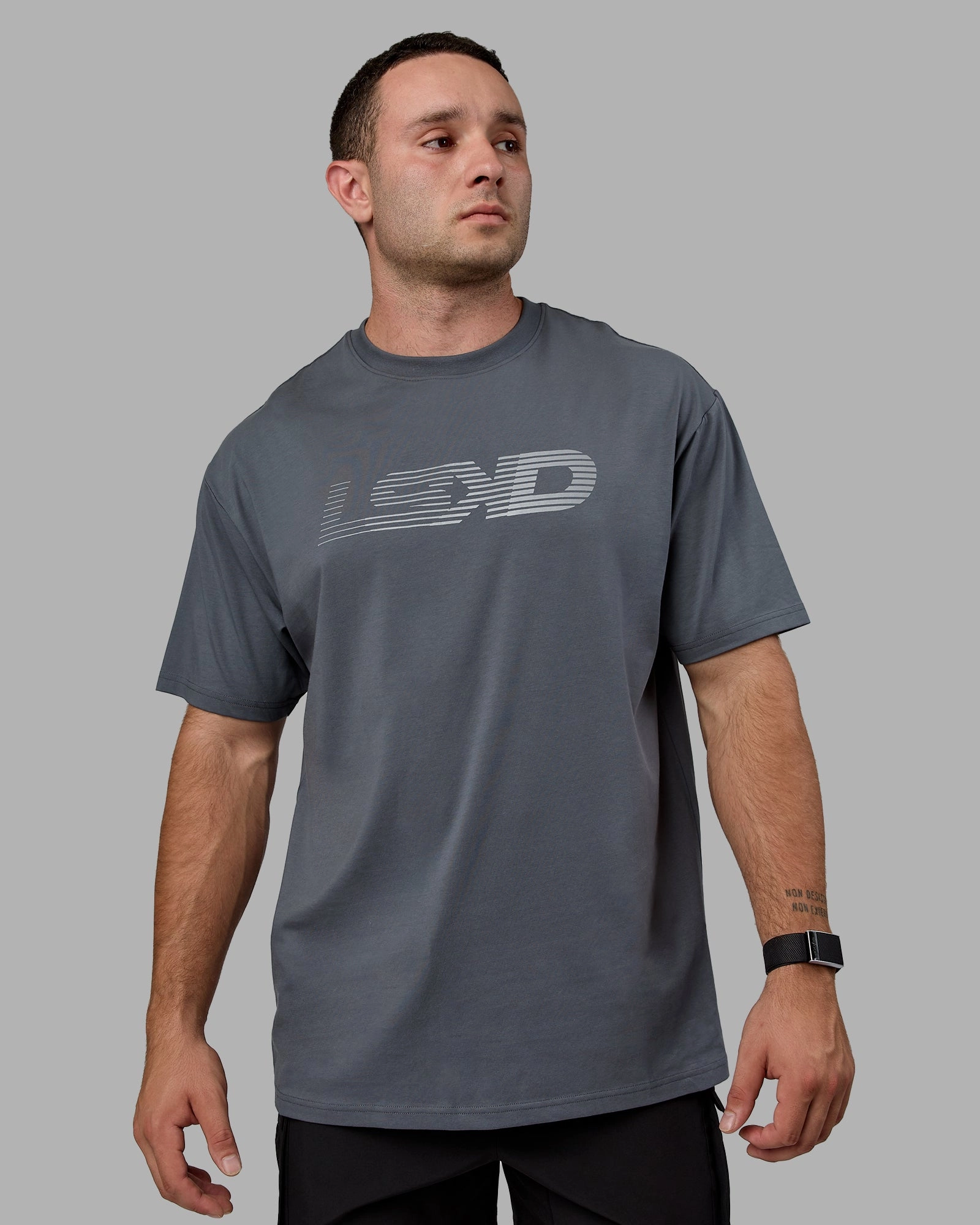 Unisex Motion FLXCotton Tee Oversize - Turbulence-Metallic Silver