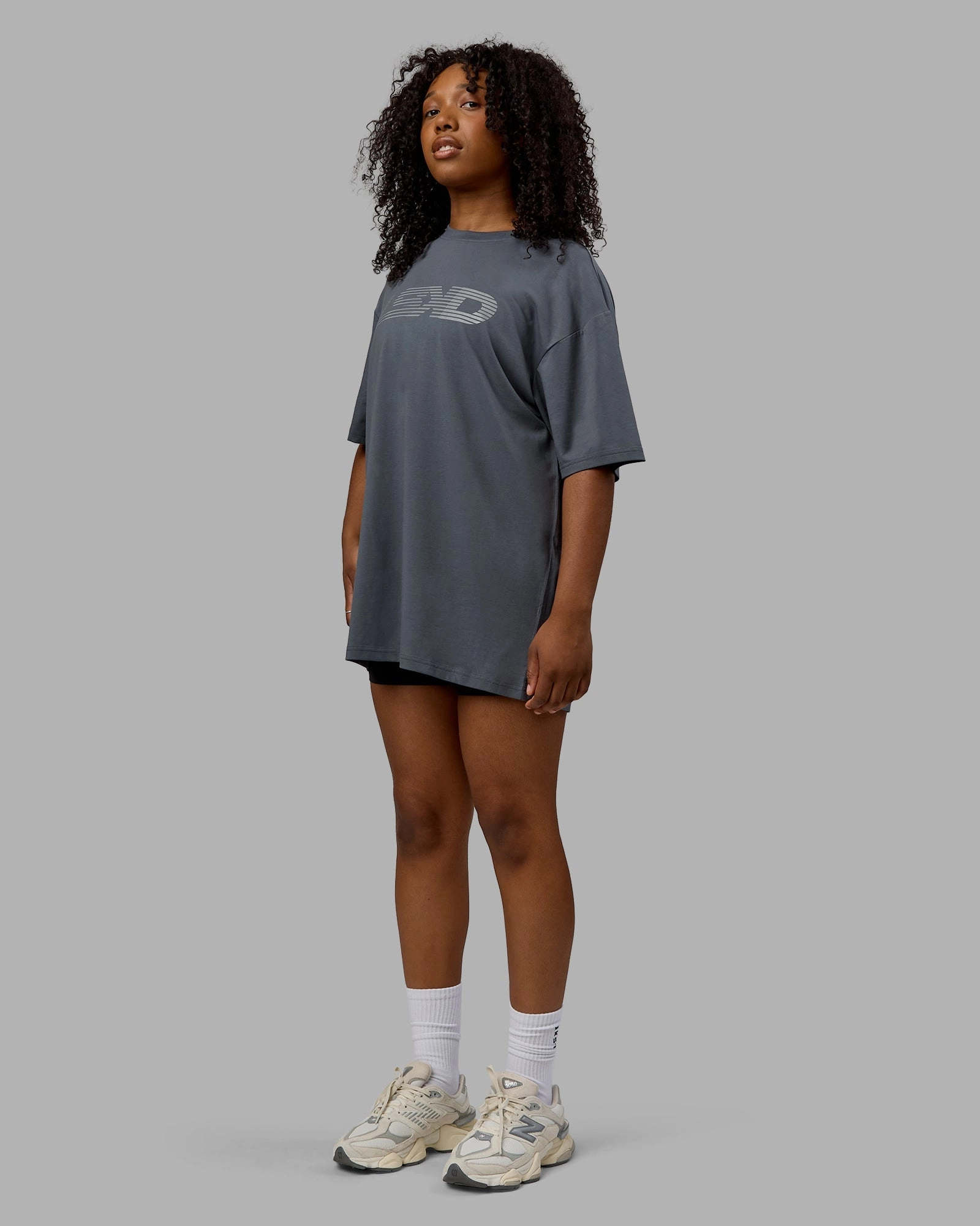 Unisex Motion FLXCotton Tee Oversize - Turbulence-Metallic Silver