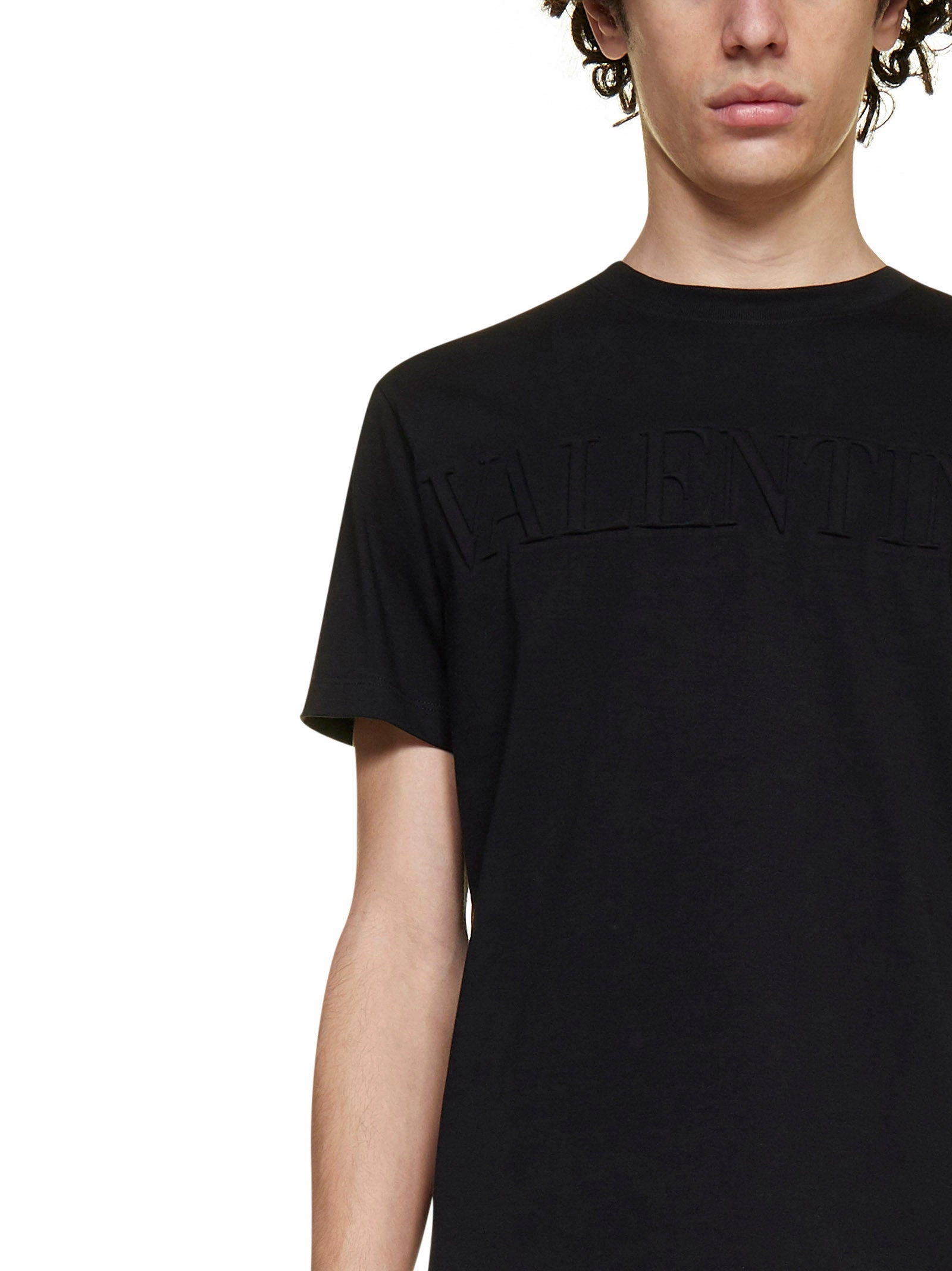 Valentino Logo Embossed Crewneck T-Shirt