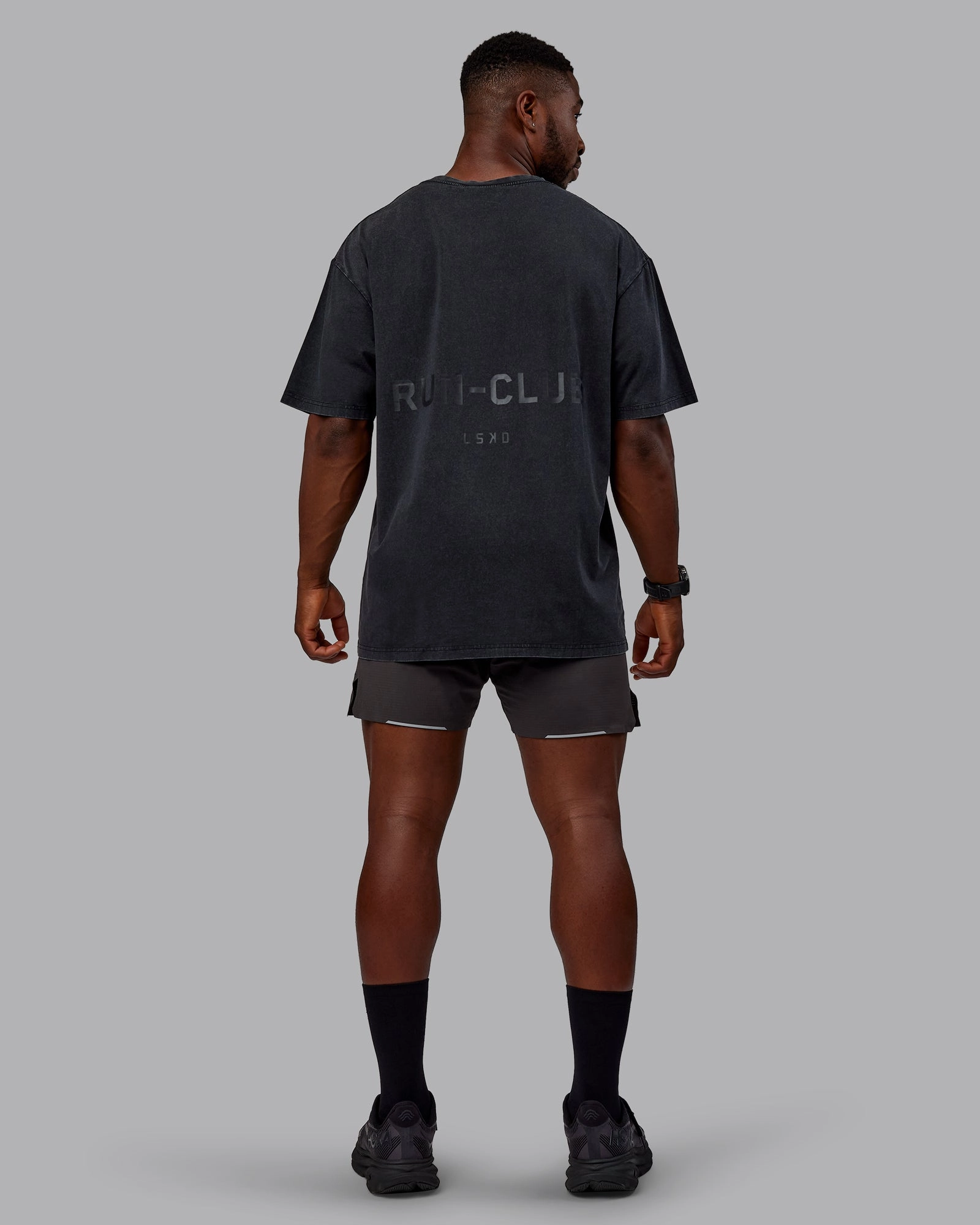 Washed RUN CLUB FLXCotton Tee Oversize - Black-Black