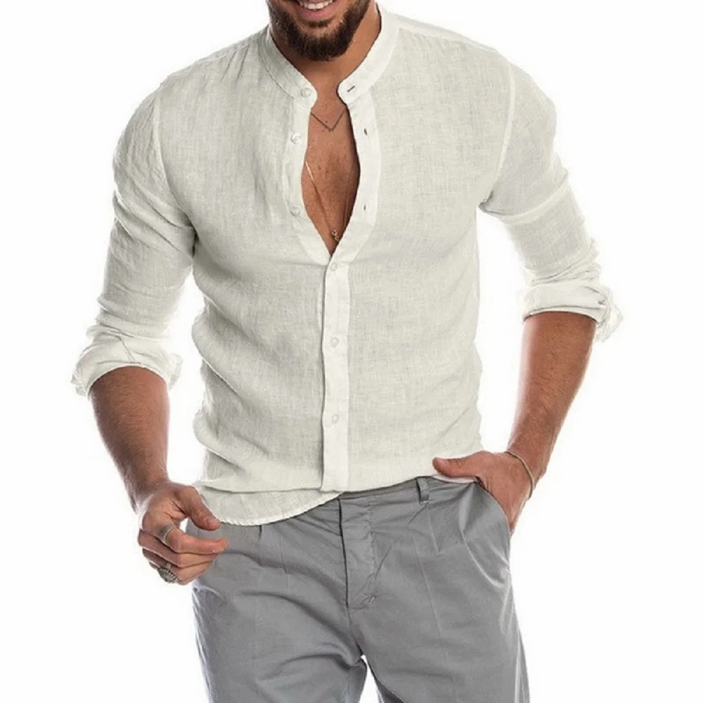 West Louis™ Men's Long-Sleeved Summer Linen Shirt