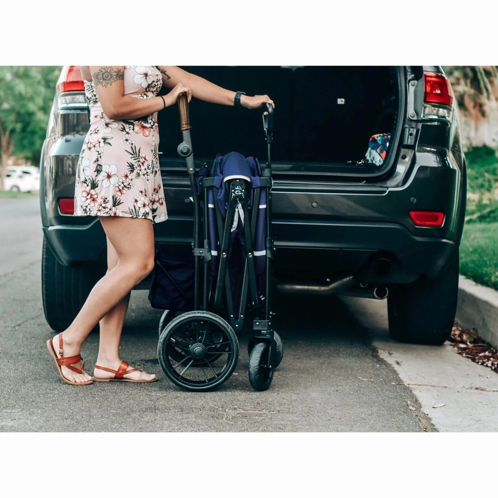 Wonderfold X2 Push & Pull Double Stroller Wagon - Midnight Blue