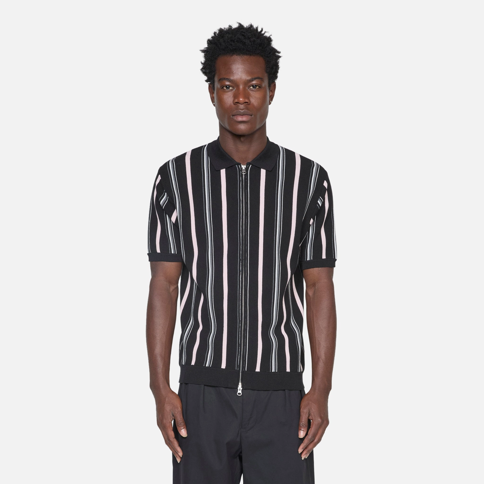 Zip Knit Stripe Black